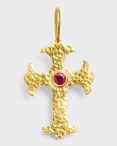 Thumbnail for your product : Elizabeth Locke 19K Yellow Gold Gothic Cross Pendant with 3.5mm Ruby Center