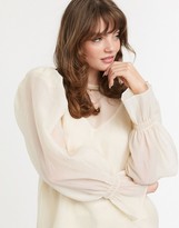 Thumbnail for your product : And other stories & puff sleeve chiffon blouse in soft yellow