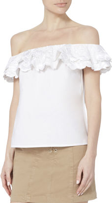 Exclusive for Intermix Izzie Embroidered Off Shoulder Top White P