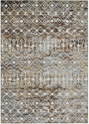 Bungalow Rose 10' X 14' Brown And Beige Argyle Washable Indoor Outdoor Area Rug