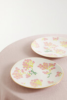 Thumbnail for your product : BERNADETTE Set Of Two 29cm Gold-plated Ceramic Dinner Plates - White