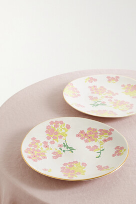 BERNADETTE Set Of Two 29cm Gold-plated Ceramic Dinner Plates - White