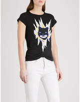 ZADIG & VOLTAIRE Skinny cat-embroidered cotton-blend T-shirt