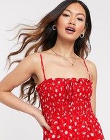 Thumbnail for your product : Gilli mini cami dress with shirring detail in red floral