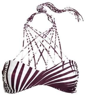 Mikoh Lattice-trimmed Printed Bikini Top