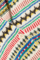 Thumbnail for your product : Saint Laurent Fair Isle Metallic Knitted Cardigan - Ivory