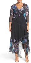 Thumbnail for your product : Komarov Plus Size Women's Floral Chiffon & Charmeuse A-Line Dress