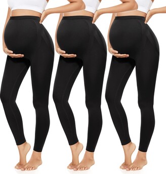 yeuG 3 Pack Womens Maternity Leggings Over The Belly Bump Pregnancy Yoga  Pants Activewear Workout Leggings for Women