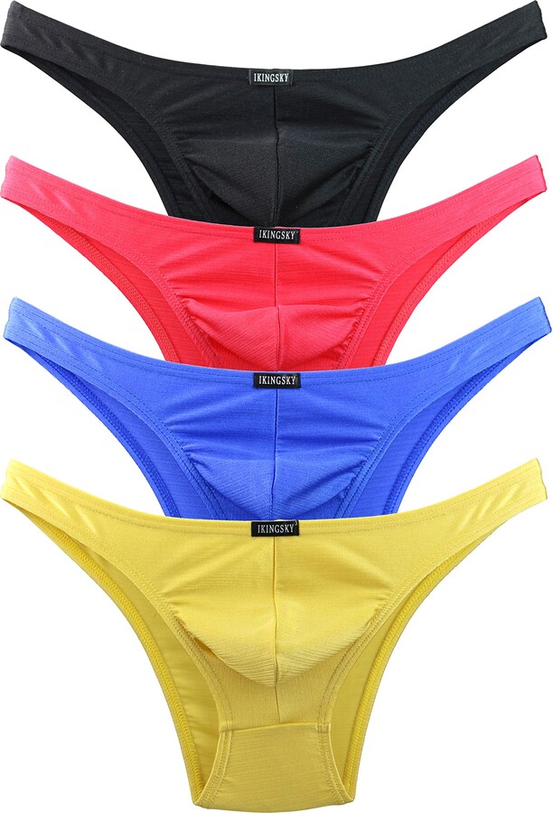 iKingsky Men's Cheeky Briefs Bulge Underwear with Half Back Sexy Low ...