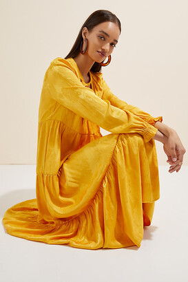 Maeve Tiered Maxi Dress By in Yellow Size M