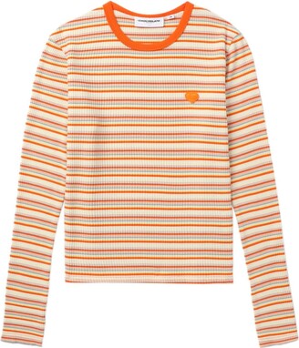 Womens Orange Striped Shirt