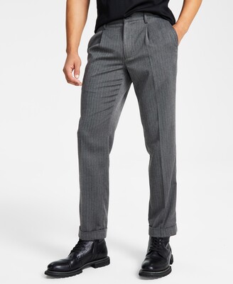 INC International Concepts Men's Classic-Fit Herringbone Pleated Suit Pants, Created for Macy's