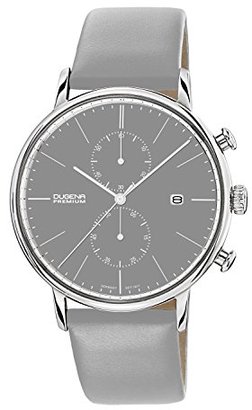 Dugena Men's Premium Quartz Watch with Grey Dial Chronograph Display and Grey Leather Strap
