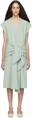 Tibi Green Chalky Drape Midi Wrap Dress