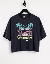 Thumbnail for your product : Wrangler cropped t-shirt with graphic logo in black