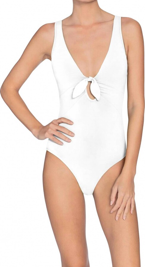 Robin Piccone Ava Knot One Piece Swimsuit In White