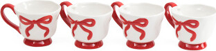 TJMAXX Set Of 4 Hand Painted Bow Mugs
