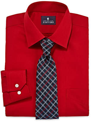 STAFFORD Stafford Travel Long-Sleeve Easy-Care Dress Shirt and Tie Set