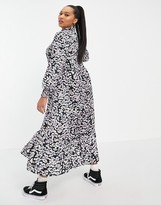 Thumbnail for your product : Simply Be tiered a line high neck maxi dress in lilac daisy print