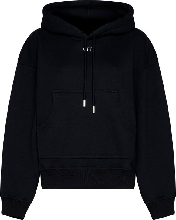 Off-White Drawstring Long-Sleeved Hoodie