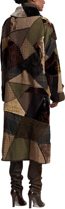 Ralph Lauren Collection Harmon Dyed Shearling & Suede Patchwork Coat