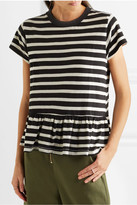 Thumbnail for your product : The Great The Ruffle Striped Cotton-jersey T-shirt - Black