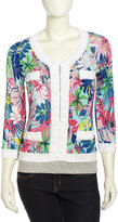 Thumbnail for your product : Michael Simon Long-Sleeve Beaded Tropical Stretch Cardigan, Floral Multi