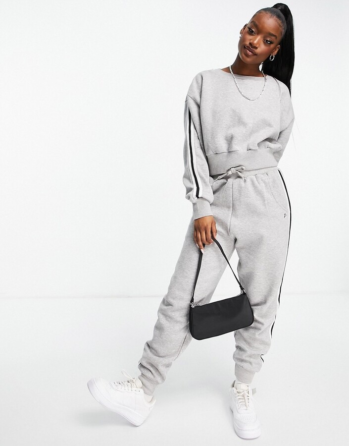 Pindydoll sweatshirt and sweatpants set with side stripe in gray -  ShopStyle Activewear Pants