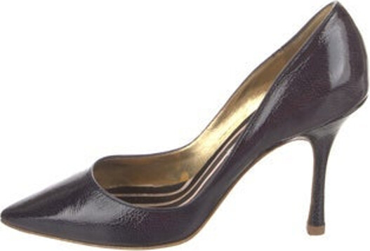 Christian Lacroix Leather Pumps Purple Semi-Pointed Toes Buckle Closure At Uppers Unfortunately, due to restrictions, this item may not be eligible for shipping in all areas. | Christian Lacroix Leather Pumps in Purple, Women's IT 38.5 | 8.5