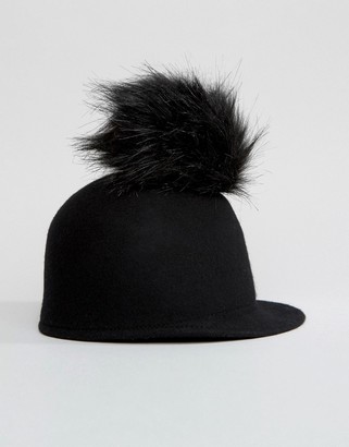 Aldo Riding Hat With Detatchable Faux Fur Pom