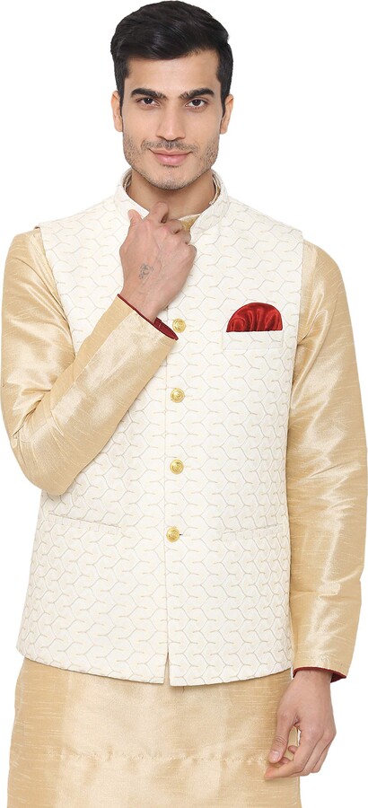 WINTAGE Men's Tweed Bandhgala Festive Nehru Jacket Waistcoat 3 Colors 