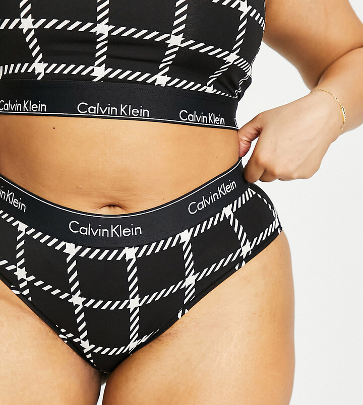 Calvin Klein Size Modern Cotton logo hipster brief in black check print -  ShopStyle Panties