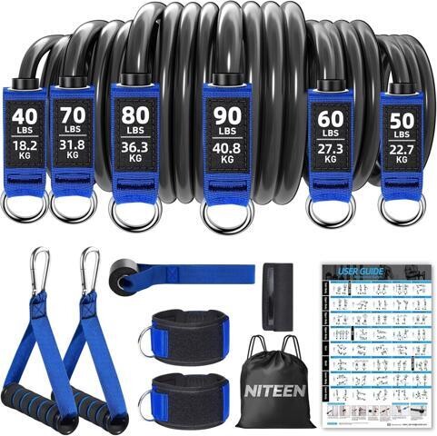 WOOJONG Heavy Resistance Bands for Working Out, NITEEN Resistance Bands with Handles Weight Exercise Bands for Men Women, Workout Bands with Door Anchor...