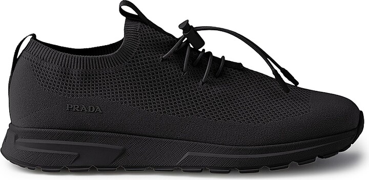 Prada Women's Prax Stretch Knit Sneakers - Black - Size 11.5