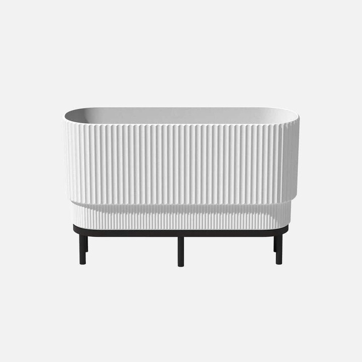 Veradek Demi Extra Large White Plastic Raised Rectangular Planter with Black Stand (10 in. L x 30 in. W x 18.25 in. H)