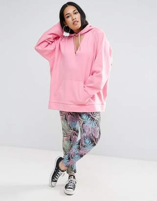 ASOS Curve Oversized Hoodie With Cut Out Front