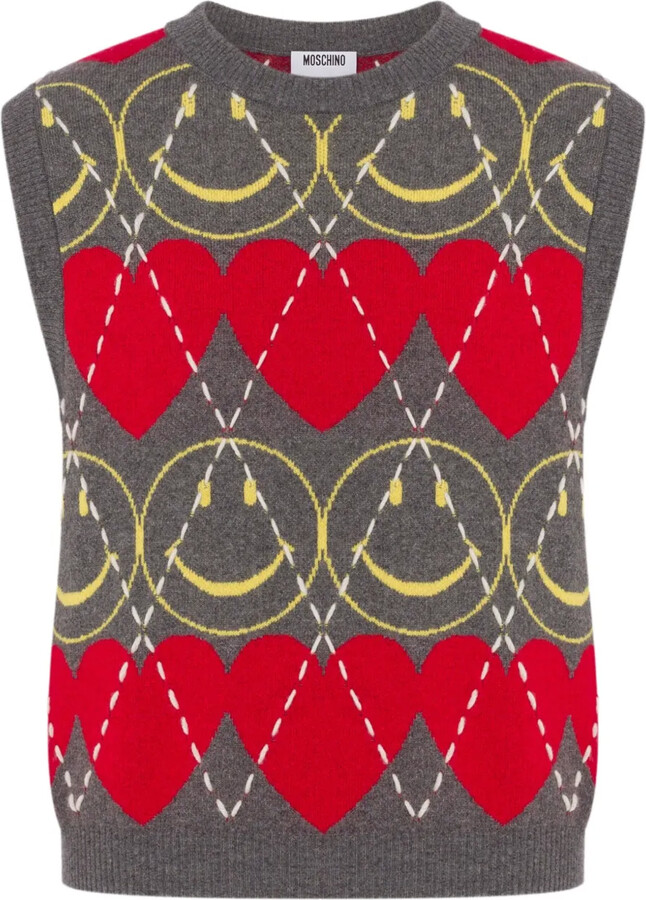 Moschino Smiley Heart-Intarsia Vest