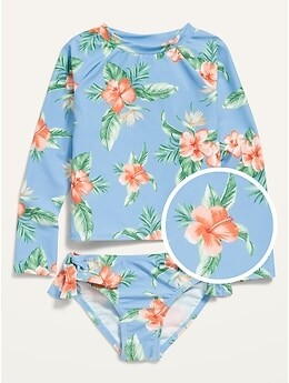 2-Piece Matching Print Rashguard Swim Set for Toddler Girls