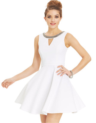 XOXO Juniors' Sleeveless Beaded A-Line Dress