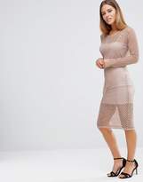 Thumbnail for your product : John Zack Petite Grid Mesh Cap Sleeve Bodycon Dress