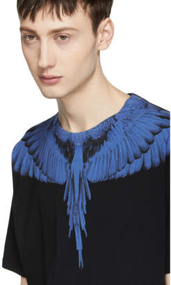 Marcelo Burlon County of Milan Black and Blue Double Wing T-Shirt