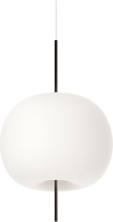 Large 'kushi' Opaline Glass And Metal Suspension Lamp For Kdln In Black
