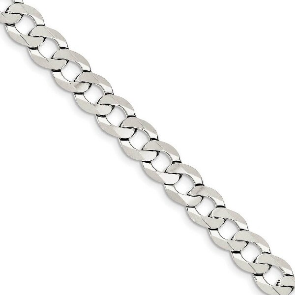 Black Bow Jewelry Co. BlackBowJewelry9.75mmSterlingSilverSolidFlatCurbChainBracelet8Inch