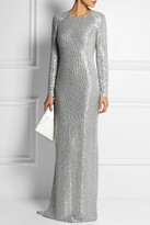 Thumbnail for your product : Kaufman Franco KAUFMANFRANCO Crystal-embellished silk-satin gown