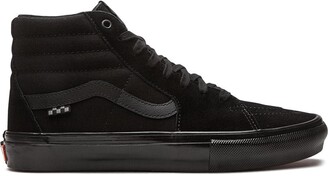 all black leather high top vans