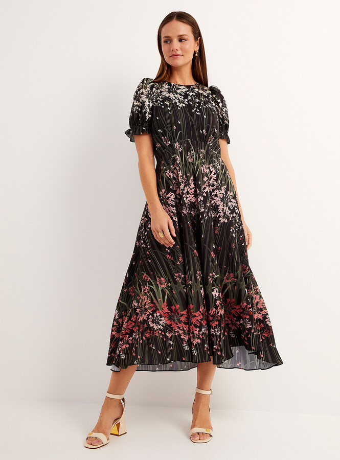 Ted Baker Zahrria puff-sleeve floral midi dress ShopStyle