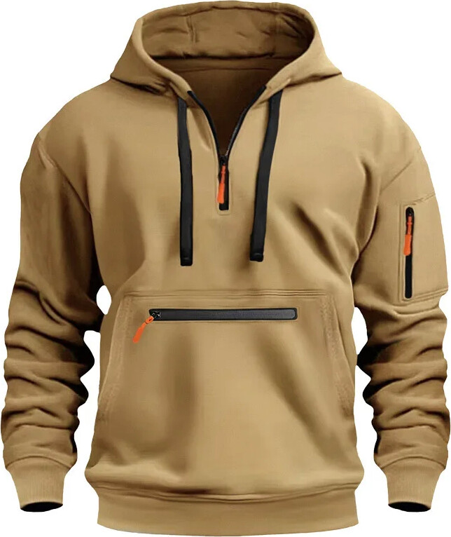 Rindu 2025 New Men & apos;s Hoodies Winter Hooded Shirt Wear Fleece Multi Pocket Fashion Tops Hoody Loose Oversized Pullover Man Clothing