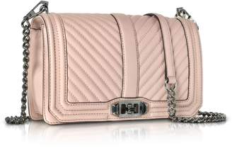 Rebecca Minkoff Vintage Pink Leather Chevron Quilted Love Crossbody Bag