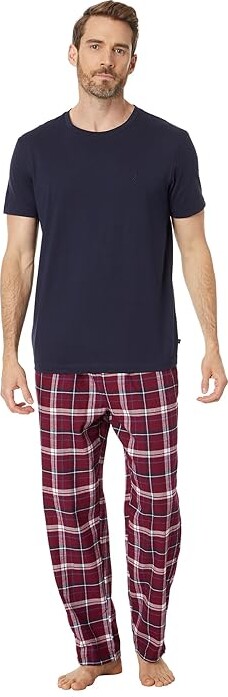 Nautica Flannel Plaid Pajama Pants Set (Navy) Men's Pajama Sets