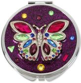 Thumbnail for your product : Betsey Johnson Silver-Tone Multi-Stone Butterfly Purple Glitter Compact Mirror